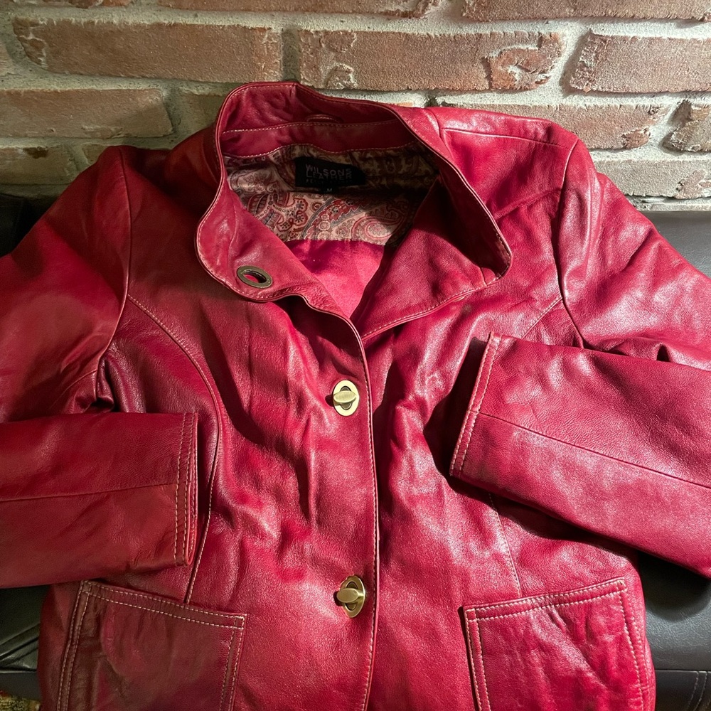 Wilsons leather jacket Burgundy